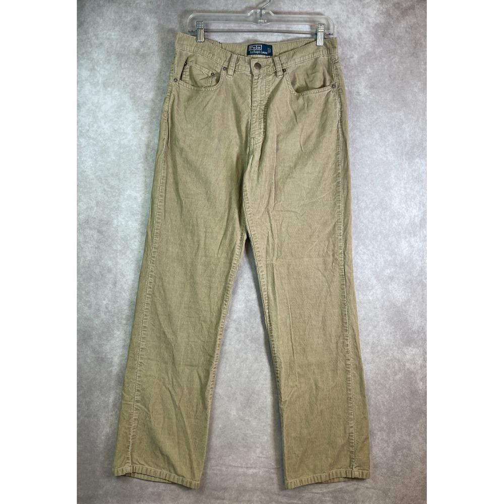 VINTAGE Polo Ralph Lauren Corduroy Pants Mens 32x30 Tan Ribbed Cotton Casual